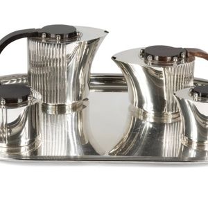 Puiforcat Art Deco Silver Plated and Rosewood Tea and Coffee Service